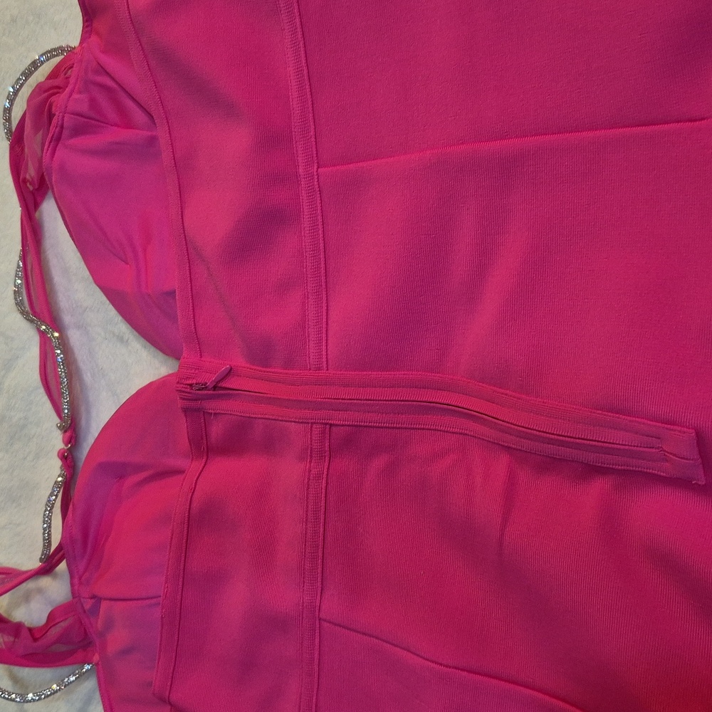 Fashion Nova Strapless Pink Dress with Silver Details - Picture 6 of 7